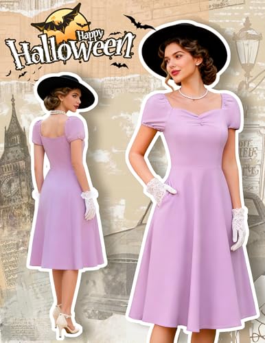 Image of Wedtrend Women's 1950s Dresses With Sleeve 40s Tea Party Dresses Cocktail Dress Swing Vintage Dress