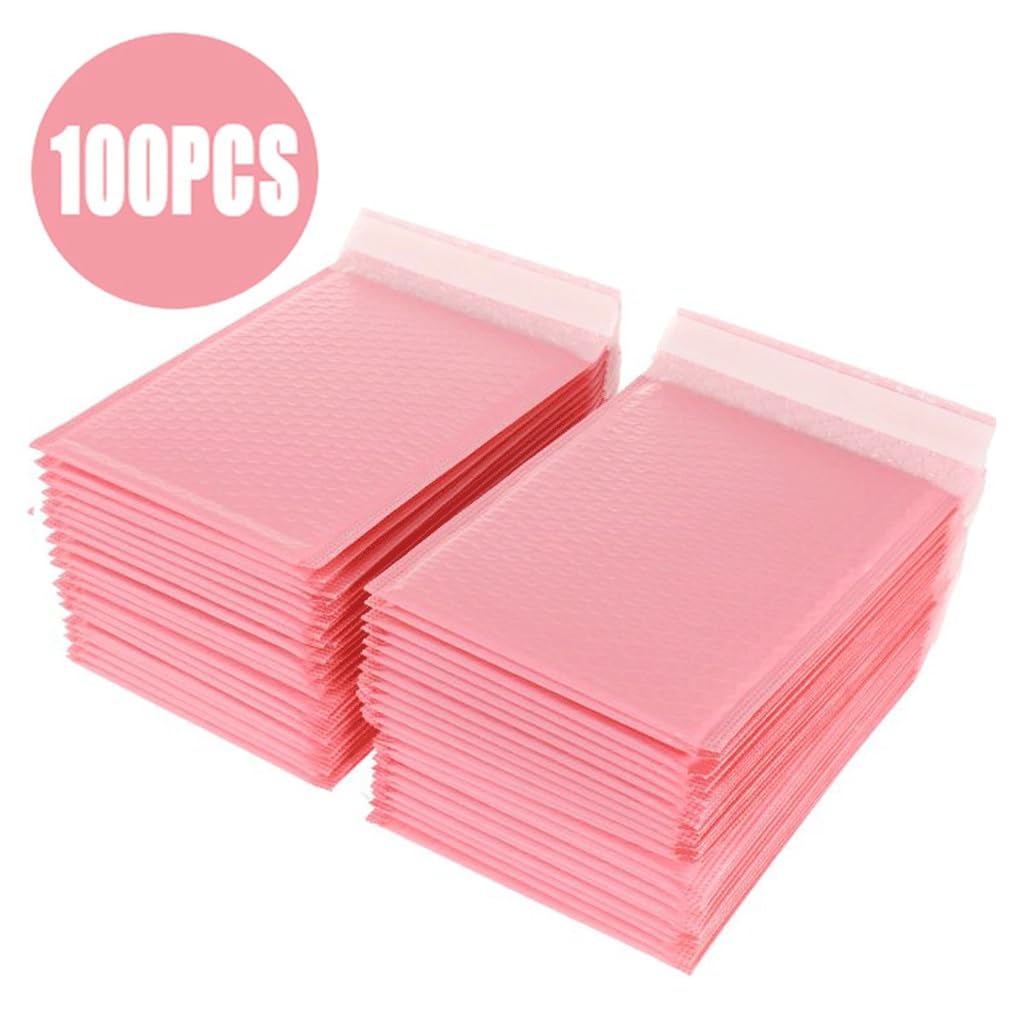 100 Sztuk Koperty Bąbelkowe Koperty Bąbelkowe Koperty Bąbelkowe Folia Perłowa Prezent Obecna Koperta Pocztowa Torba, Na Magazyn Książkowy Z Podszewką Mailer Self Seal Pink (Color : 18x23cm-100pcs)