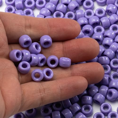 Image of Gxueshan 1000 Pcs Acrylic Plastic White Pony Beads 6x9mm Bulk Kandi Beads for Friendship Bracelet Necklace Jewelry Making Pens Hair Braiding Kit (Violet blue2)
