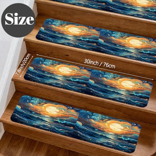 Alfombra para peldaños de escalera de diseño abstracto y alta resistencia al tránsito 4