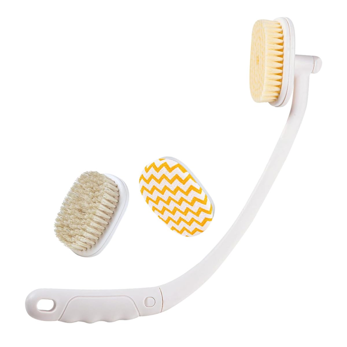 HOMSFOU Cepillo de Ducha para Exfoliación de Espalda con Mango Largo y Curvo de Abs Anti Deslizante y Masaje Corporal Ducha Adecuado para Alcanzar Zonas Difíciles