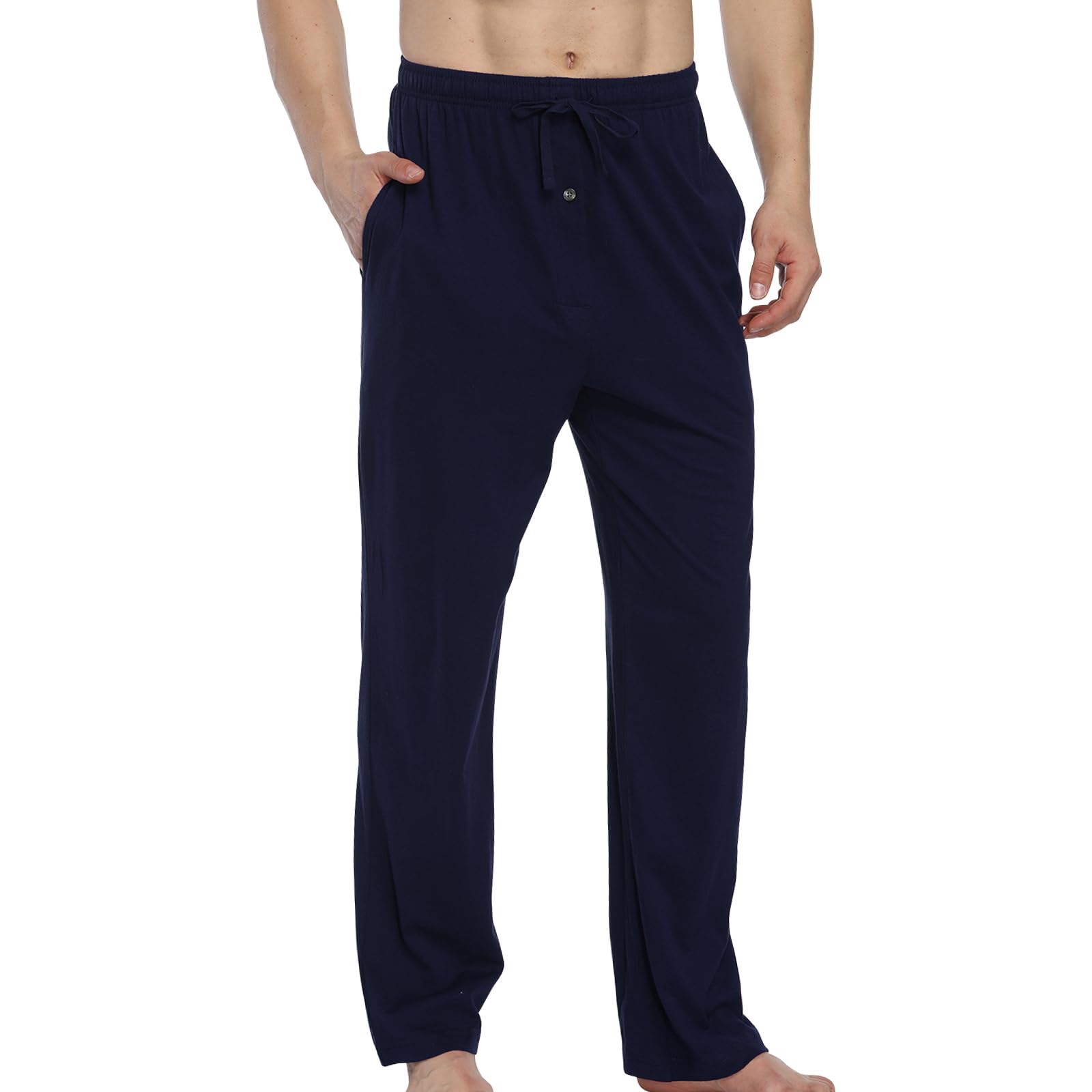 HomyComy Pantaloni Pigiama Uomo 100% Cotone Leggero Abbigliamento da Notte Pantaloni del Pigiama Sciolti a Quadri da Uomo con Coulisse e Tasca