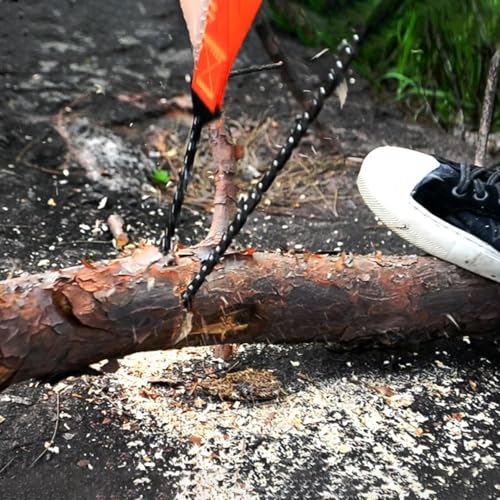 Image of Pocket Chainsaw 40 inch Folding Saw Chain Fast Wood & Tree Cutting Survival Saw Backpacking Rope for Camping Backpacking Hiking Hunting