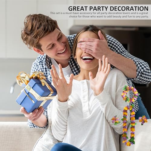 1-teiliges hawaiianisches Lei-Set, Urlaubsparty-Zubehör, hawaiianische Halskette, hawaiianisches Stirnband, hawaiianisches Armband für Cheerleading, Geburtstagsfeier, Karneval, Strandparty usw.