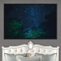 Framed Canvas Wall Art Starry Sky Aerial Astronomy & Space Dramatic Global Green Photography Realism Stars - 16x24 inches