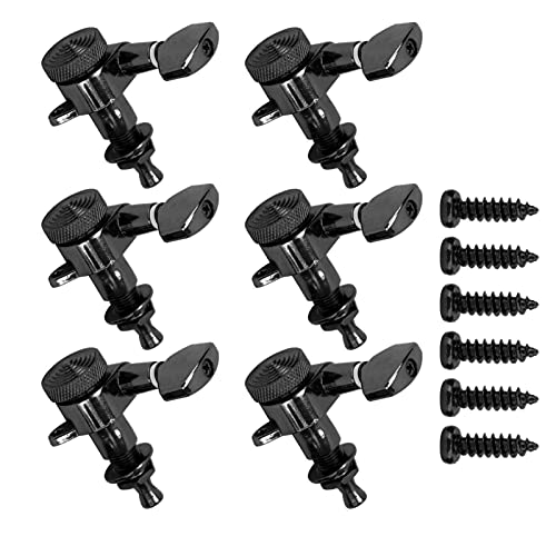 ギターロックチューナー、優れた品質の合金材料、設置、アコースティックギターおよびエレクトリックギター用のストリングシールチューニングペグ、ネジ、耐久性、および、 (Six right button set)