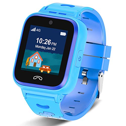 4G Kids Smartwatch Phone with GPS Tracker, Boys Watch Waterproof with WiFi/Remote Monitoring/Game/FaceTalk/Call/SOS/Pedometer