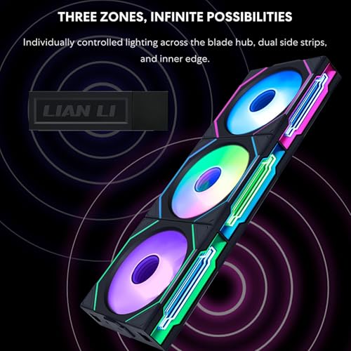 Image of Lian Li UNI Fan SL-Infinity Wireless 120-Single Pack (Reverse Blade)-2.4 GHz Wireless Signal Control-ARGB Fan- Double Infinity Mirror -Daisy-Chain Design- Without Controller - Black (12RSLIN1W1B)