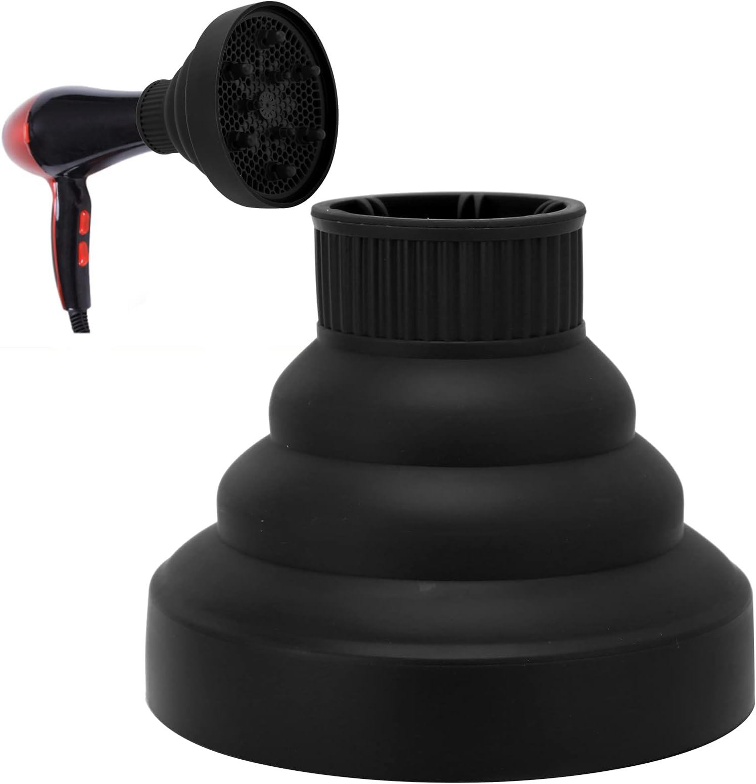 Universal Collapsible Hair Dryer Diffuser, Portable, Foldable, Lightweight, Black
