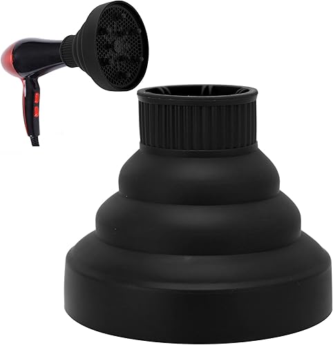 Difusor universal para secador de pelo, portátil, plegable, ligero, color negro