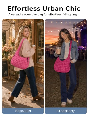 Image of Quilted Tote Bag for Women, Nylon Puffy Hobo Crossbody Shoulder Bag Purse