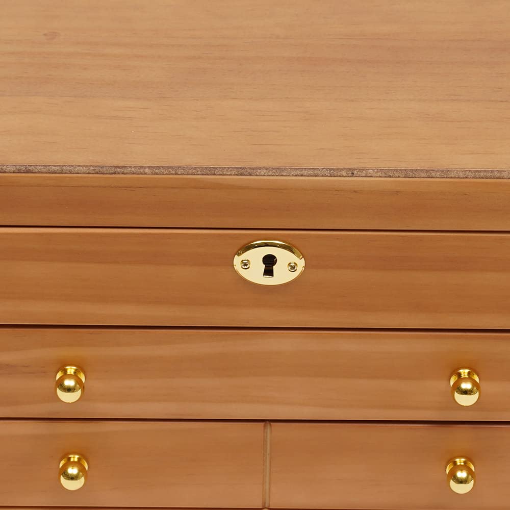 Hölzerne Schmuckschatulle, Schmuckkästchen aus Holz für Frauen, Vintage Abschließbar Schmuckschatulle, Massivholz-Organizer für Schmuck, Halsketten, Ringe, Aufbewahrungsbox (mit Spiegel)
