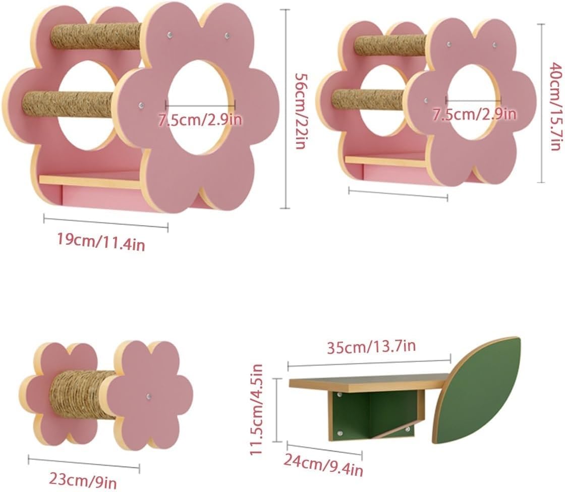 Flower-Shaped Cat Wall Shelves! Cat Wall Furniture in Various Combinations, Cat Stairs, Allowing Cats to Climb as Much as They Want(59""*78.7"")