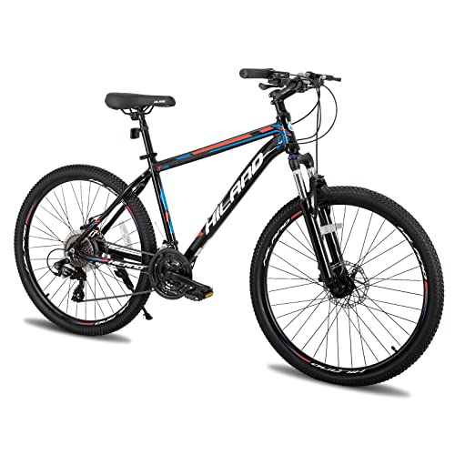 Hiland Aluminum Mountain Bike,Lock-Out Suspension, Shimano 24 Speeds,26 inch Wheels, with Disc Brake,3 Sizes for Men Mens Bikes