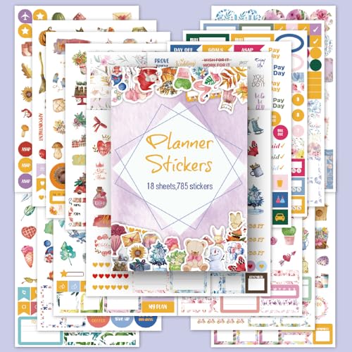 Planner Stickers,18 Sheets 785+ New Monthly Daily Planners Vintag...