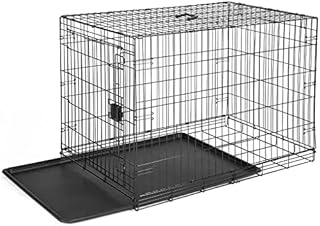 Amazon Basics Foldable Metal Wire Dog Crate with Tray, Single Door, 36 Inch