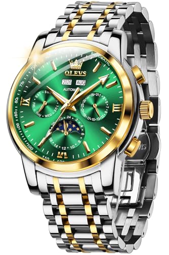 Image of OLEVS Mens Automatic Watches Skeleton Mechanical Self Winding Luxury Fashion Dress Wrist Watch Luminous Waterproof