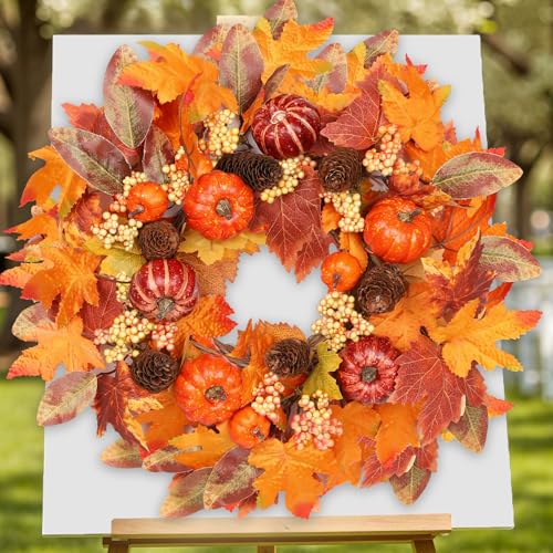 18-Inch-Fall-Wreath-for-Front-Door-with-Pumpkins-Berries-Maple-Fern-Leaves-Farmhouse-Autumn-Wreaths-for-Porch-Thanksgiving-Harvest-Decor-Indoor-Outdoor-Use