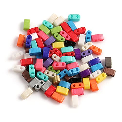 Cuentas de dos agujeros, Loose Spacer Beads for Jewelry Making(Mix 5x2x2mm 100pcs)