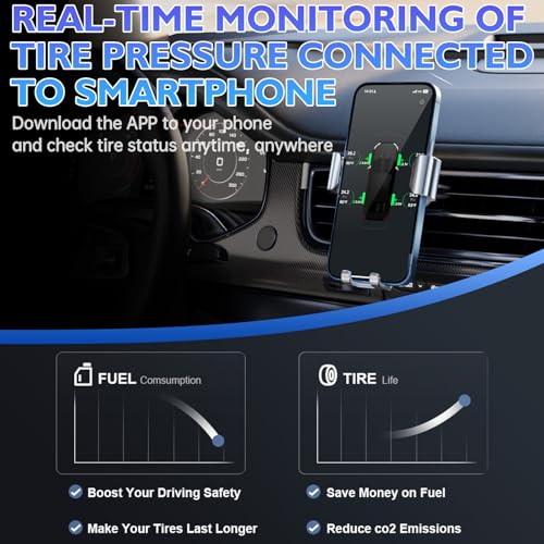 B-Qtech Tire Pressure Monitoring System, Wireless TPMS with 6 External Sensors for Car Truck RV Motorcycle, Real-time Pressure Temperature Display, Compatible with iOS & Android - Image 5
