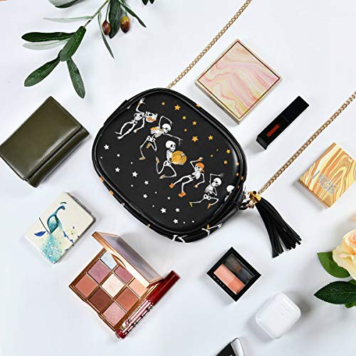 ALAZA Cute Sugar Skull Pumpkin Star Halloween PU Leather Small Crossbody Bag Purse Wallet Cell Phone Bags with Adjustable Chain Strap & Multi Pocket2