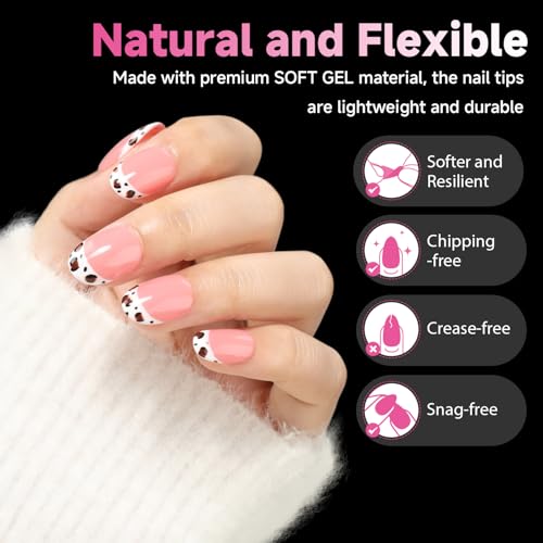 Image of UNA GELLA Oval Gel Nail Tips, 312 Pcs Short Oval Round Nails