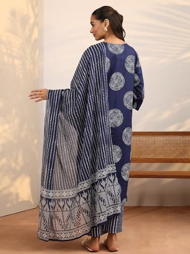 Image of Libas Printed Cotton Blend Straight Kurta Set for Women | daily wear suit