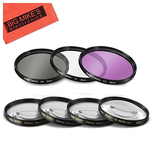 52mm 7PC Filter Set for Nikon D3100, D3200, D3300, D5100, D5200, D5300, D5500 with NIKKOR 18-55mm f/3.5-5.6G VR II Lens - Includes 3 PC Filter Kit (UV-CPL-FLD) and 4 PC Close Up Filter Set (+1+2+4+10)