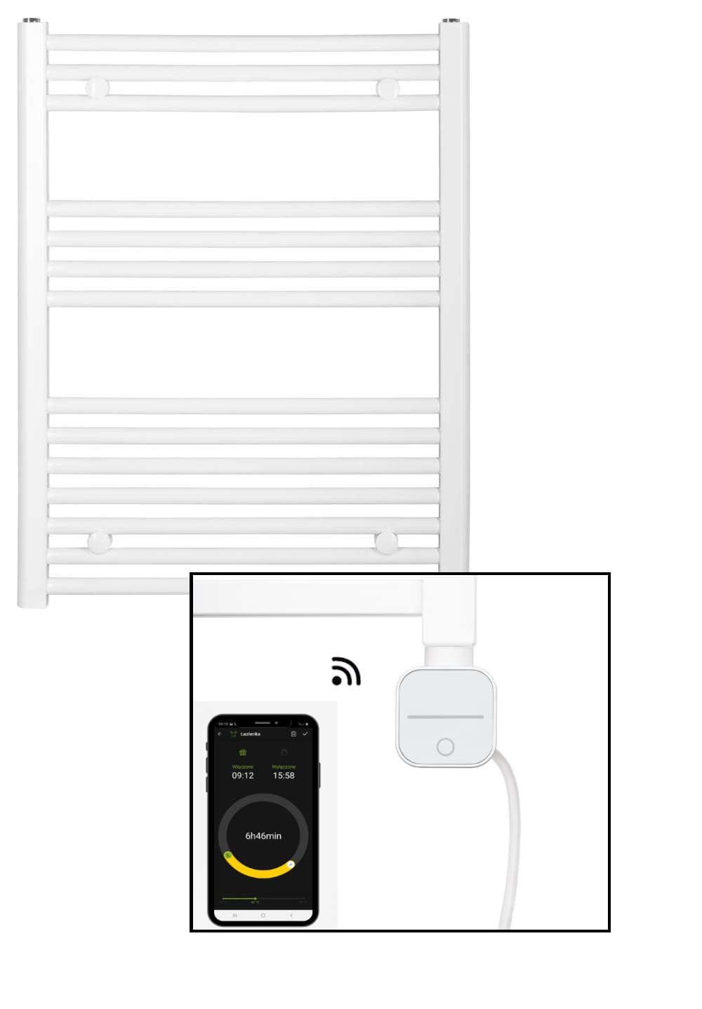 Cartucho calefactor para radiador de baño con control de aplicación, negro, blanco, varilla eléctrica para radiador de toallas, eléctrico, radiadores eléctricos