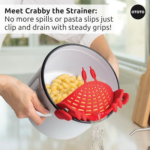 Image of OTOTO Prep Pals Bundle of Red the Crab, Nessie, Crabby - Cute Kitchen Accessories, Kitchen Gadgets, Spoon Rest for Stove Top, Soup Ladle, Pasta Strainer, Funny Unique Gifts, Cooking Gifts