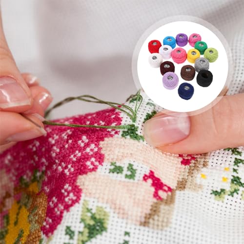 16 Roll Set Friendship Bracelet Thread Wool Yarn String Kit Sewing Machine Thread Cross Stitch Craft Supplies Skeins Cross Stitch Cotton Line Embroidery Kit Hand Craft Tool - Image 3