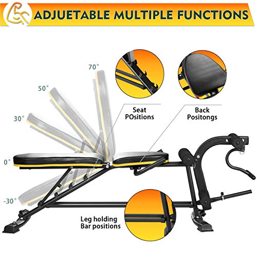 ZENOVA Adjustable Weight Bench, Flat Incline Decline Exercise Workout Bench with Leg Extension and Curl,Training Bench for Full Body Workout (Upgrade Version)