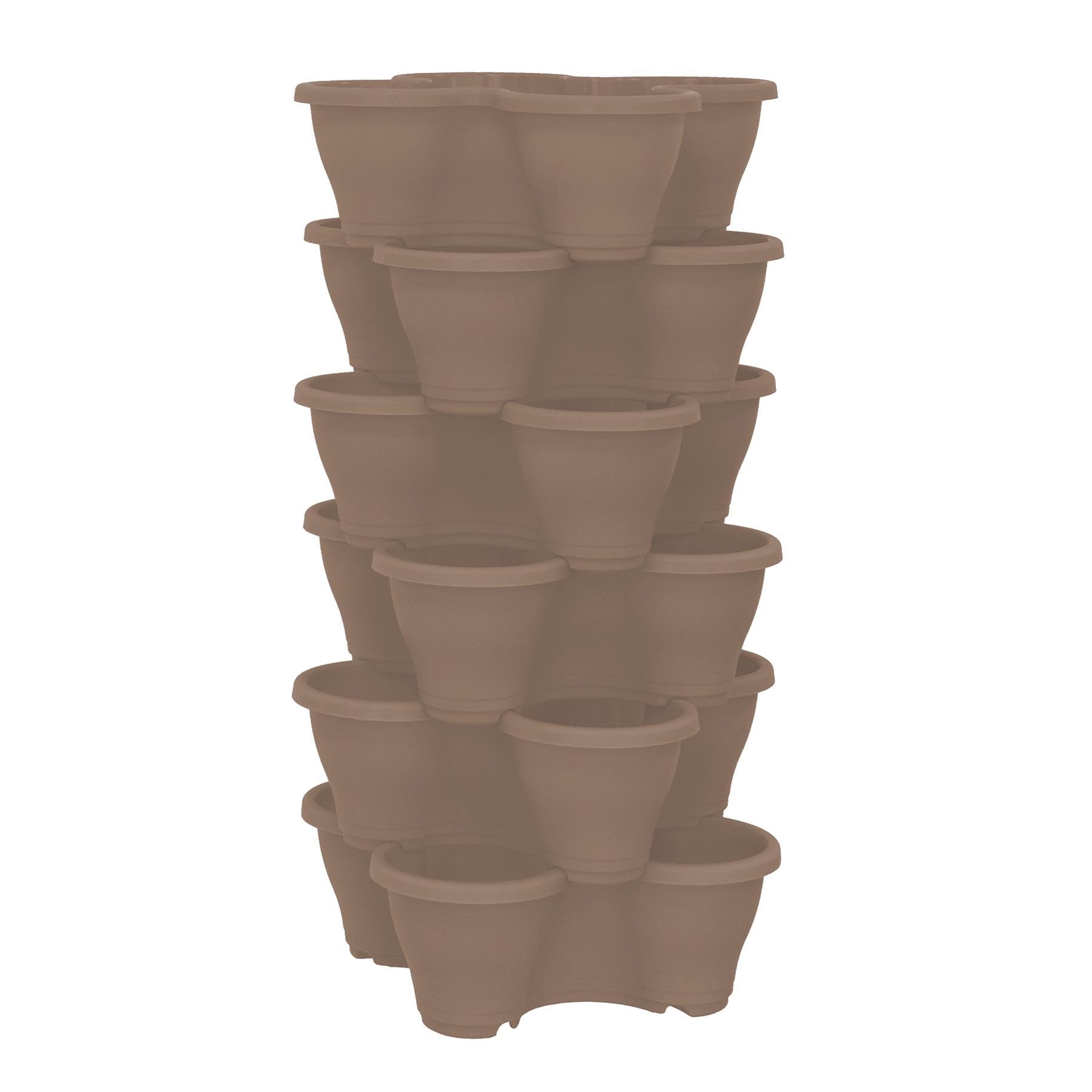 simpa 6PC Quad-Pot Stackable Indoor & Outdoor Planters - Mushroom