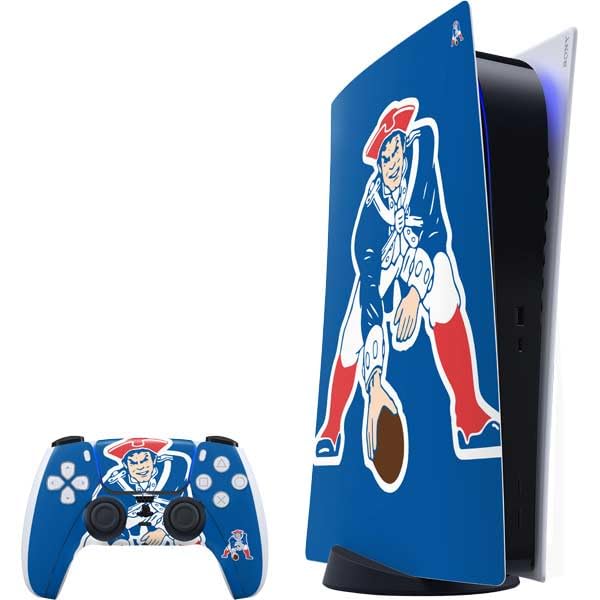 Skinit Decal Gaming Skin Compatible with PS5 Bundle - Officially Licensed NFL New England Patriots Retro Logo Design