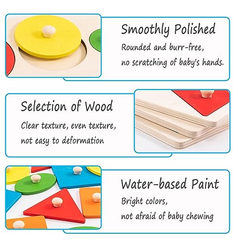 Montessori Toy Wooden Shape Peg Puzzle,12-18-24 Months with Knob Toddler Shape & Color Sorter Early Learning Educational Activity Toy Gift for Preschool Toddler Baby 3 4 5 Year Old