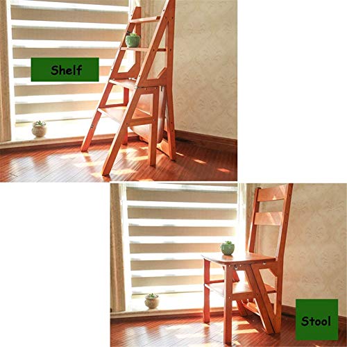 Taburete alto ensanchado y transformable en escalera de madera de 4 pasos 4