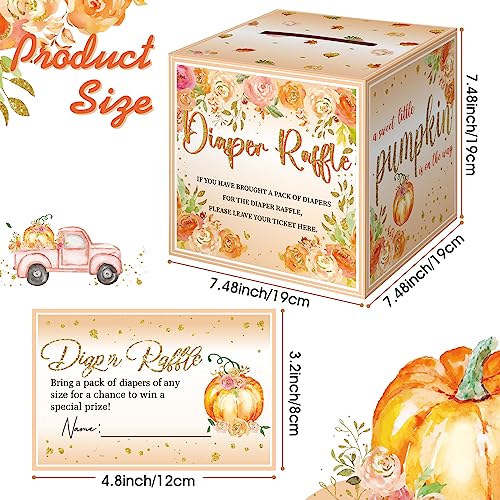 Image of Teling 51 Pieces Diaper Raffle Tickets with Card Box,Pumpkin
