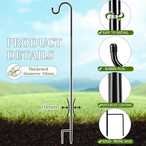 Image of 4 Pcs 35 Inch Shepherds Hook for Outdoor Adjustable Bird Feeder Pole Metal Steel Shepard Hooks for Hummingbird Stand Feeder Pole for Garden Plant, Lantern, Hanging Wedding Decor