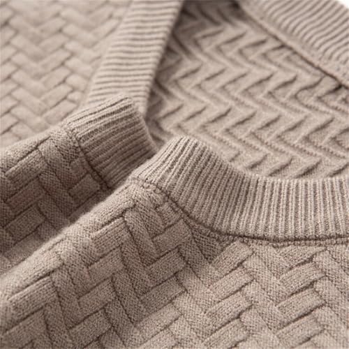 Men’s Autumn Winter Round Neck Sweater Knit Pullover Textured Long Sleeve Business Casual Slim Fit Sweater3
