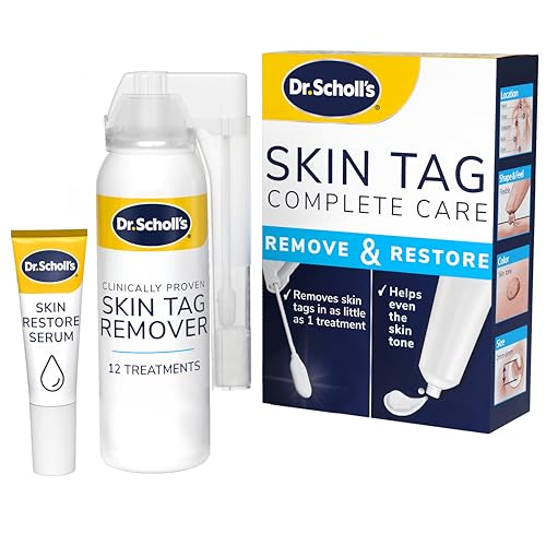 Dr. Scholl's Complete Care Skin TAG Remover, 12 Ct // Removes Skin Tags & Restores Skin's Appearance, FDA-Cleared, Clinically Proven, 12 Treatments Plus Hydrating Serum