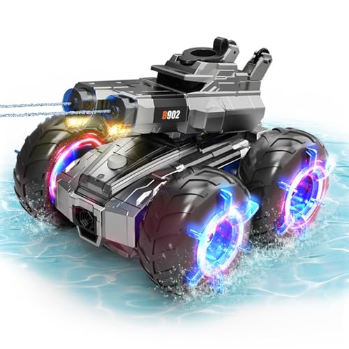 Amphibious Remote Control Car with Water Gun,Waterproof Monster Truck Rc Boat Water Tank Swimming...