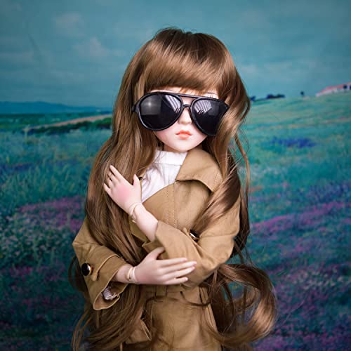 Muñeca BJD 1/3 con cabello rizado y abrigo khaki miniatura 7