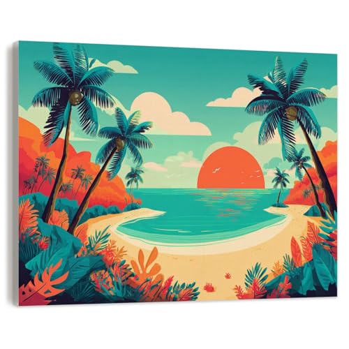 Paint by Numbers Kit for Adults Beginner Cartoon Summer Beach