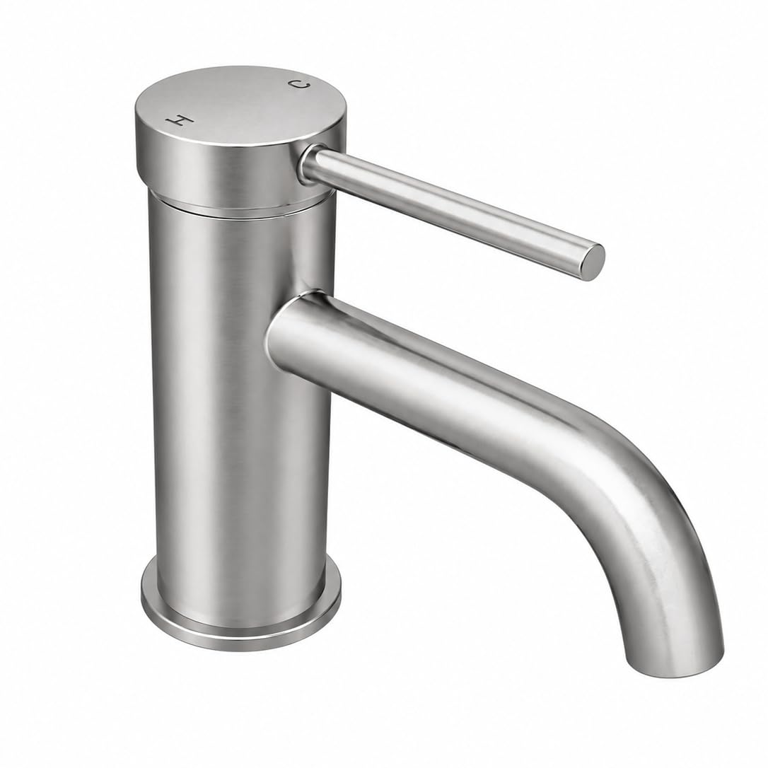 Rubberduck Bathrooms Chrome Basin Mixer Tap & Push-Button Sink Waste (Chrome)