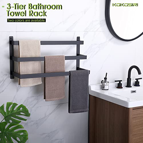 Kokosiri Towel Bars Black Bath Towel Holders Bathroom 3-Tiers Ladder Towel Rails Wall Mounted Towels Shelves Rack Stainless Steel, B5006Bk-L24 #TOP2