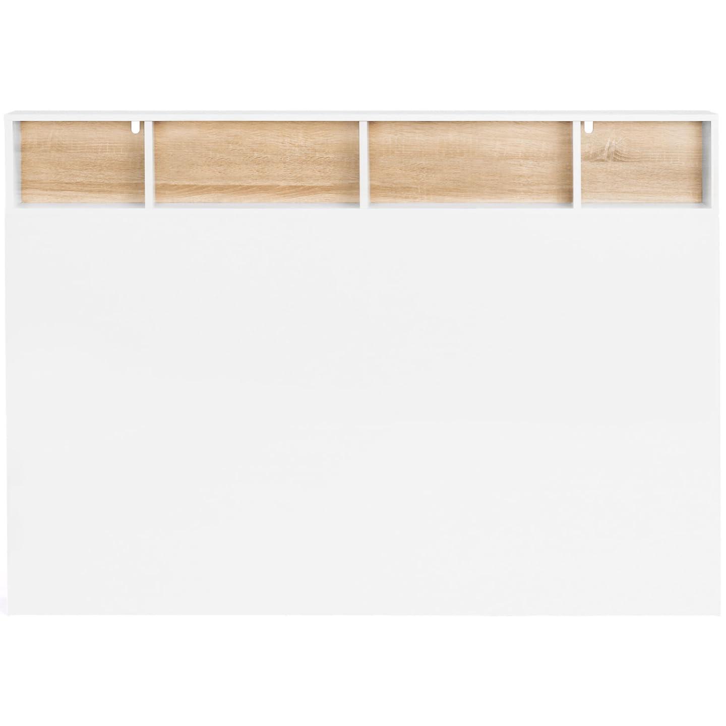 IDMarket - Tête de lit sur Pied Cleo 165 cm avec rangements fermés et niches Blanc et façon hêtre