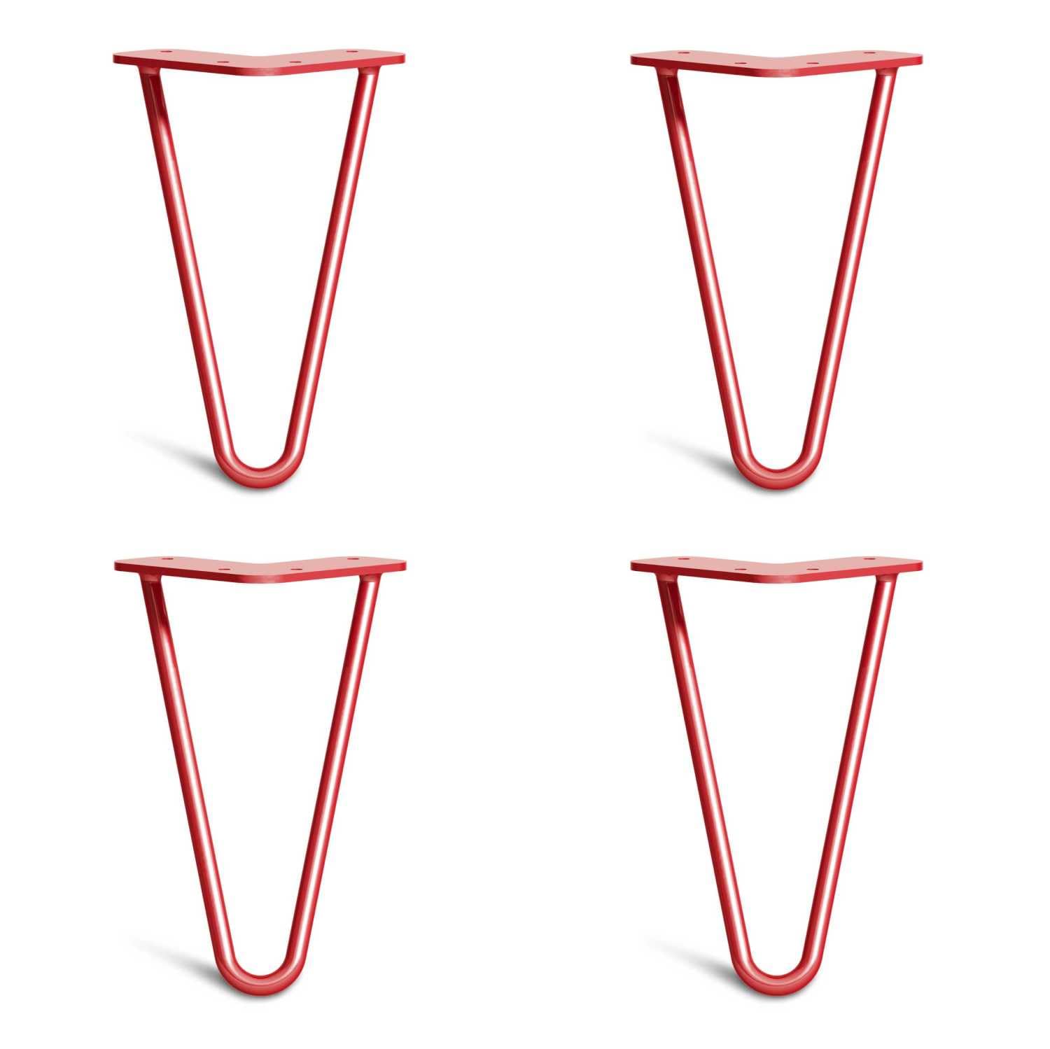 [HLC] 4 x Hairpin Table Legs – Superior Double Weld Steel Construction With Screws, Build Guide & Protector Feet Worth £8 Included! – 10mm Steel [8"/20cm,Red] — image 1