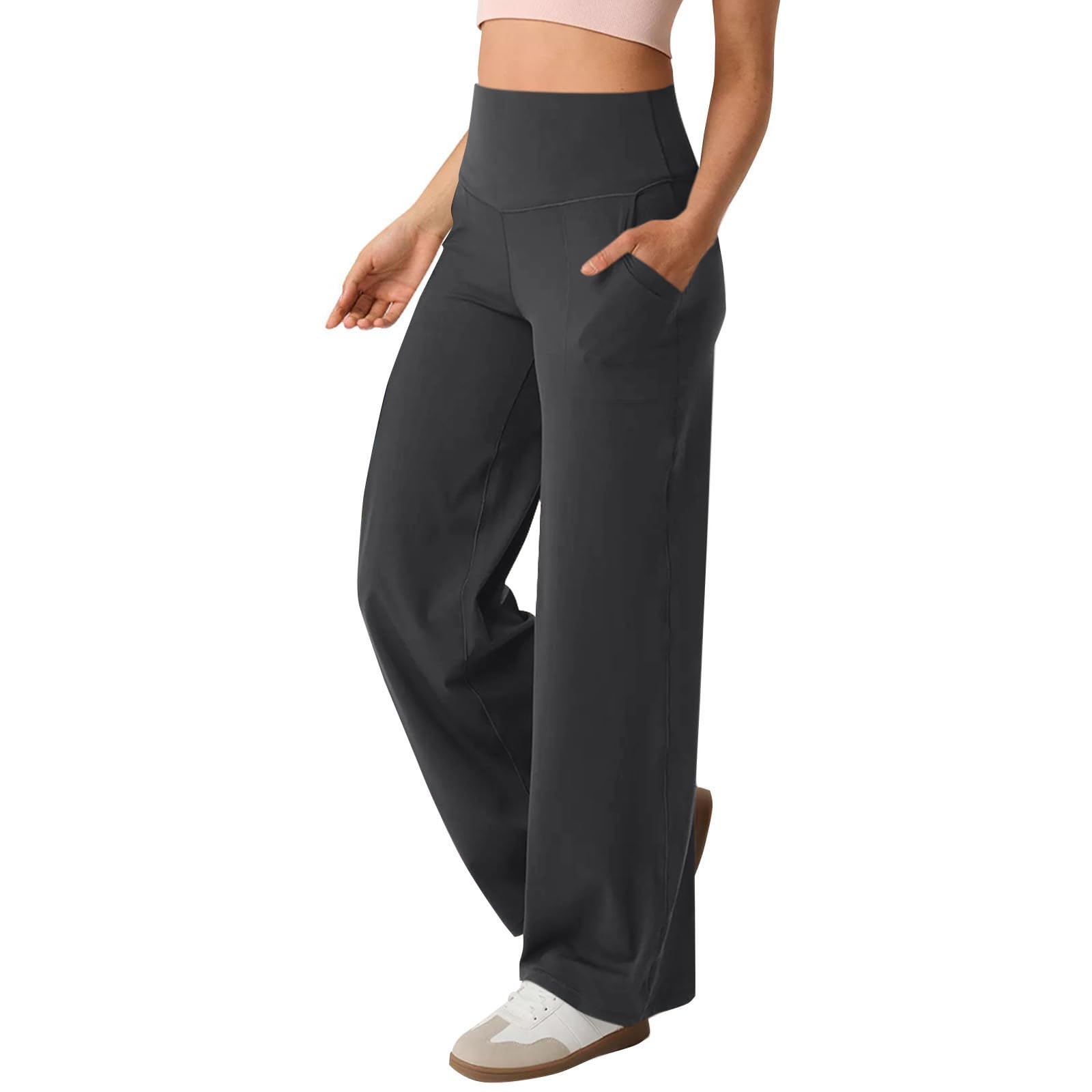 Wide Leg Yoga Pants for Women Spring 2025 Womens Fashion Stretch High Waist Tummy Control Flare Leggings with Pockets
