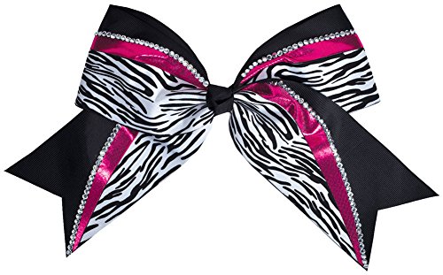 Jumbo Met Rhnstn Hair Bow W/Zeb Prnt Metallic Pink