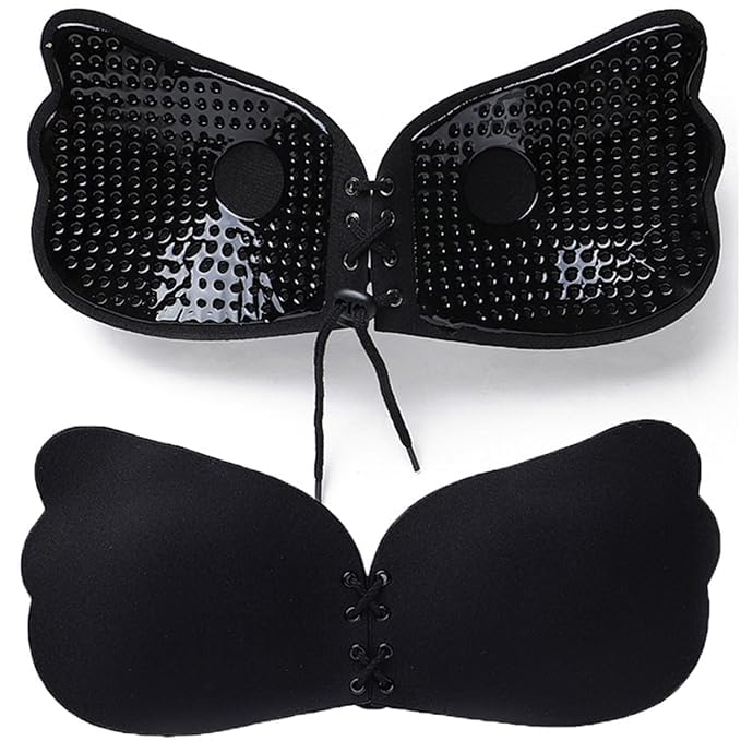 Strapless Invisible Stick on Bras for Women Dresses, Backless Strapless Bra for Womens Sticky Backless Adhesive Bra for Womens Black-image-21